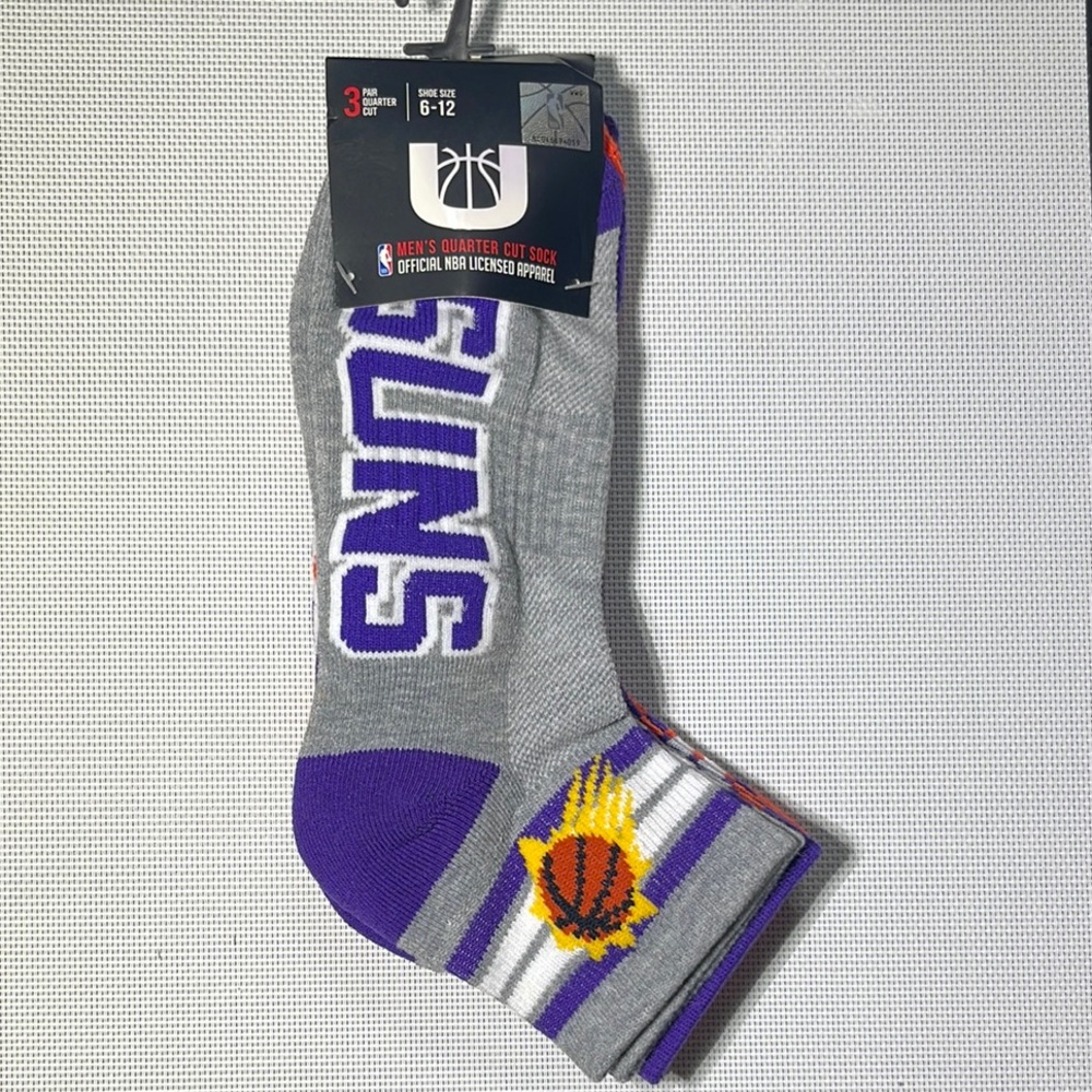 NBA Athletic Socks Gray and Purple Crew PHOENIX SUNS